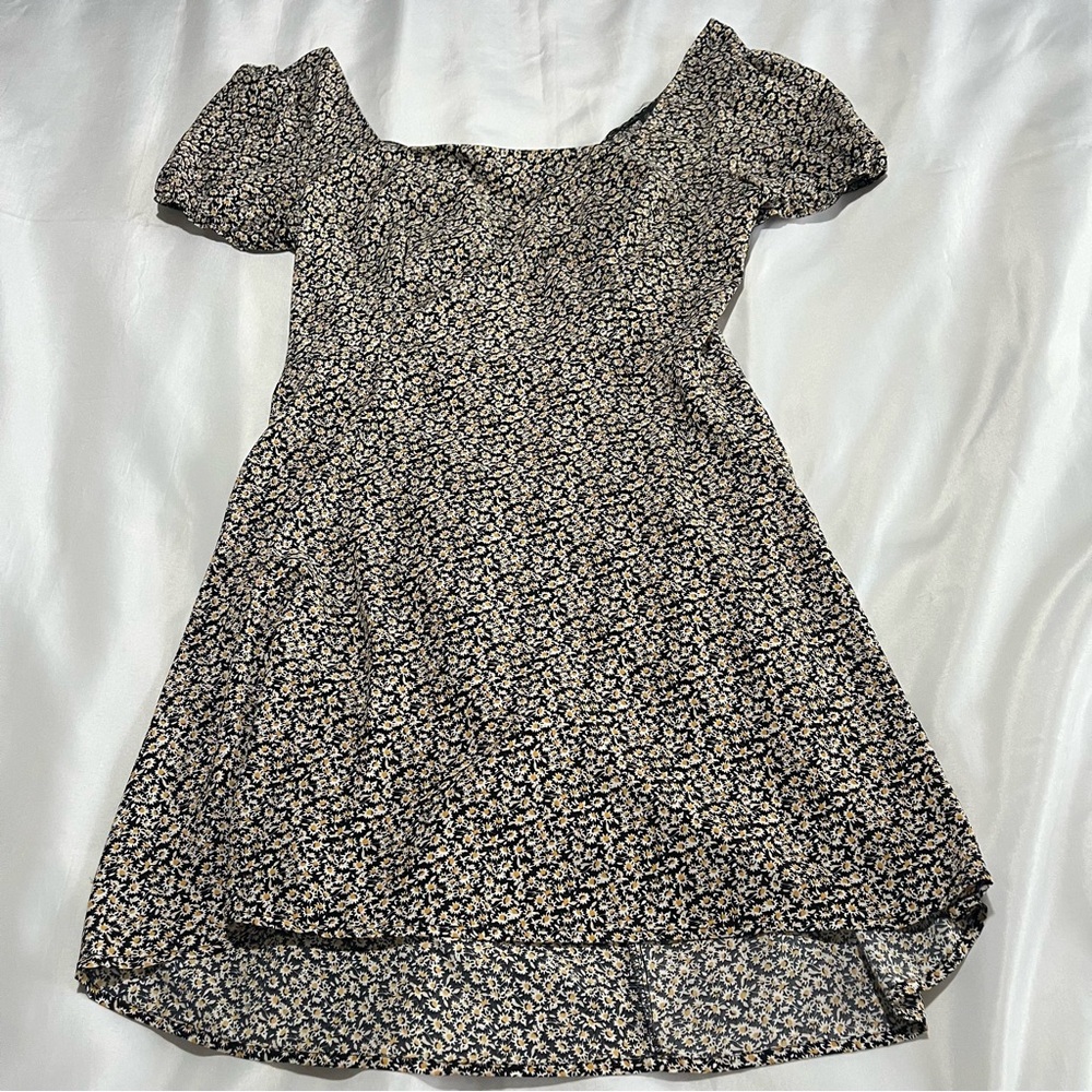 LilyRose Sunflower Black Mini Open Low Back Short Sleeve Summer Dress Womens XXL